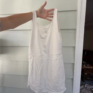 White Scoop Neck Tank Exercise Dress - SPLITS59